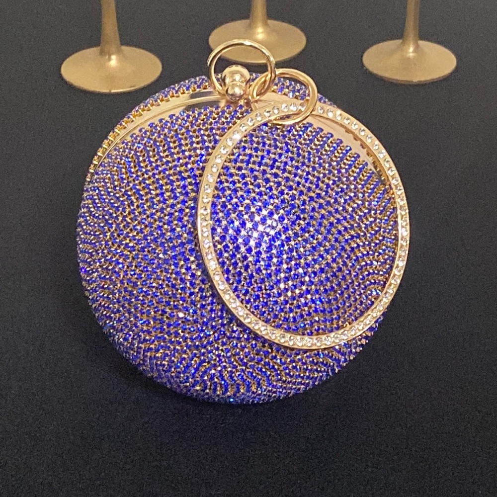 Full Rhinestone Ball Shape Clutch Round Bling Purse